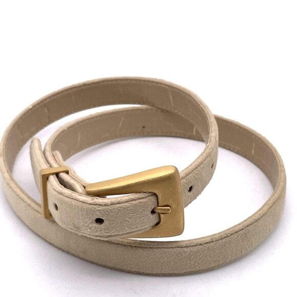 St. John Women\'s Belt Tan Size 10 Suede Leather Gold Tone Buckle Adjustable main image 6